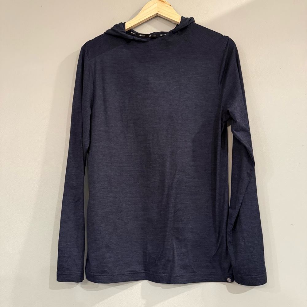 GAIAM Dark Blue Super Soft, Lightweight Long Sleeve hooded Top
